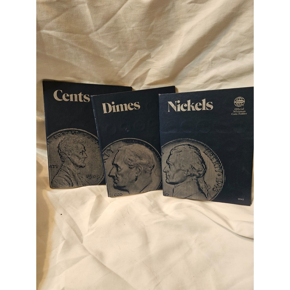 Set of 3 Small Cents, Nichols and Dimes (Plain) - Official Whitman Coin Folder